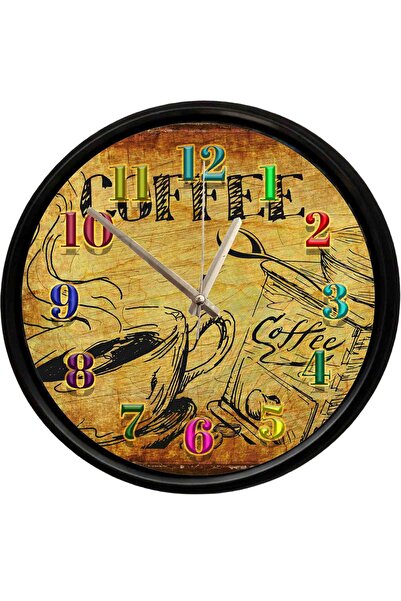 Caseras Vintage Coffee Themed Decorative Wall Clock 28 cm Silent Mechanism