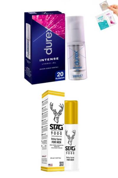 Durex İntense 20 Kullanımlık Jel-Stag jel+3'lü Kayganlaştırıcı-Prezervatif-Hi...