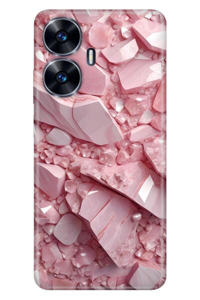 realme C55 Kılıf Pembe Elmas Temalı Desenli Darbe Emici Silikon