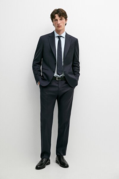 Massimo Dutti Çizgili yün karışımlı klasik blazer
