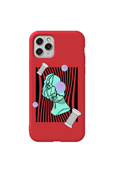 Other Apple iPhone 11 Pro Max Columns Red Colored Silicone TPU Θήκη