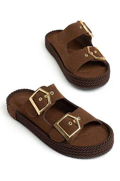 HCO SHOES Suede Comfortable Women's Slippers with Buckle Detail