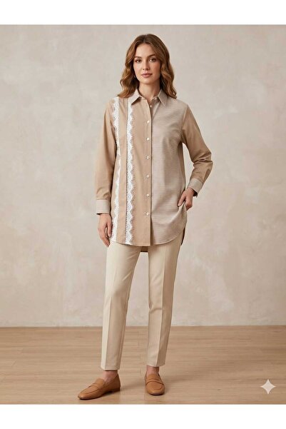 Puane Women's Striped Lace Detailed Shirt 10790