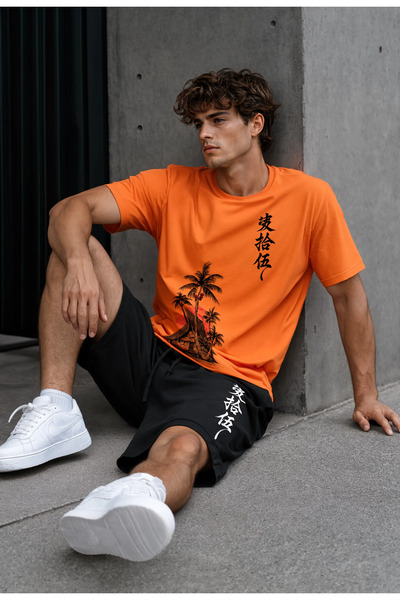MODEX STYLE 100% Cotton Oversize Men's T-Shirt Shorts Set Streetwear Summer C...