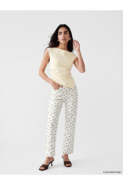 LC Waikiki Nevavm Crop Flare Polka Dot Women's Jean Pants with a Difference