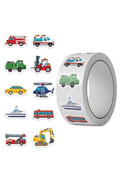 Choice1 JJT312-500pcs 500Pcs Construction Vehicle Sticker Roll For Kids Rewar...