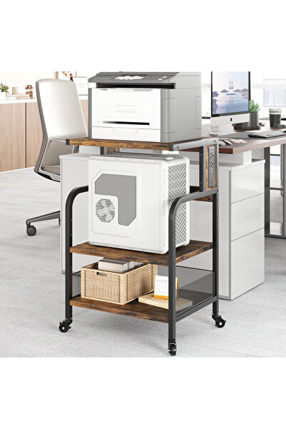 Garvee 3 Tier Printer Trolley with Electrical Sockets and USB Ports - Industr...