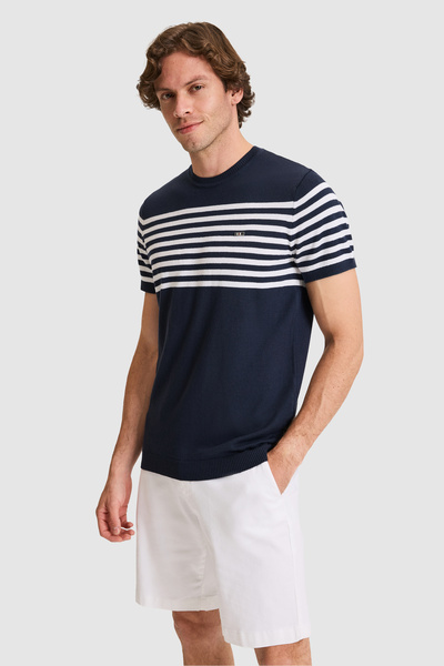 U.S. Polo Assn. Erkek Slim Fit Bisiklet Yaka Lacivert Triko Tişört 50325115-V...