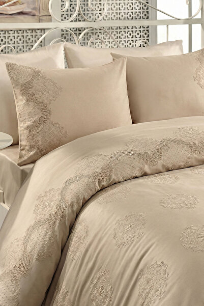 Nazik Home Simena Embroidered Cotton Satin Super King Size 6 Piece Duvet Cove...