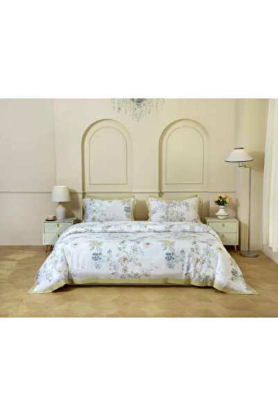 Alhabib bedding Summer Double Lyocell White and Sandy Striped Bedspread Suita...