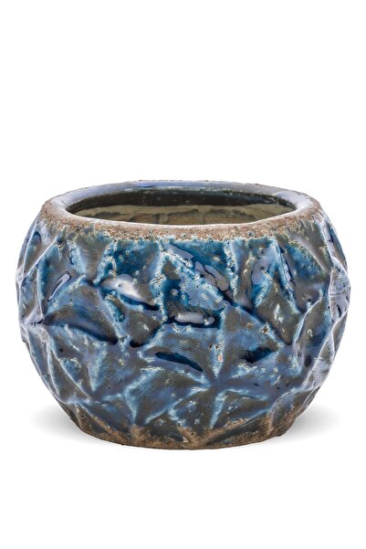DecoDepot Ceramic pot, antiqued blue, 12.5x17x17 cm