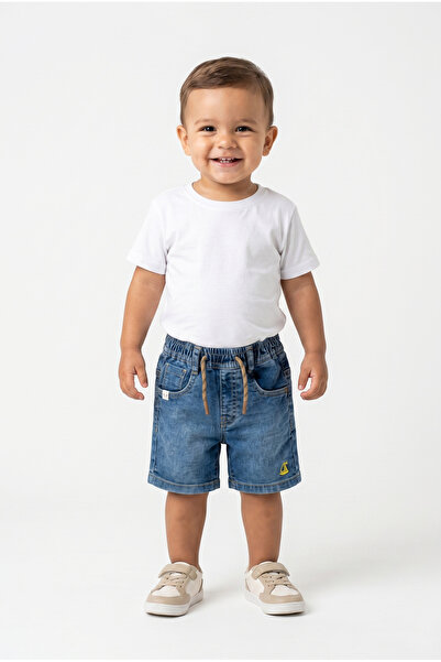 ruff Solid Boys Denim Bermuda, Blue, 24 Months