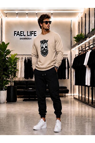 FAEL LİFE SET UNISEX CU GULER ROTUND ȘI PANTALONI DE TRENING CU IMPRIMEU KABA...