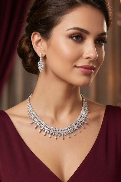 Otto Man Steel Jewelry Fulya Model Rodyum Kaplama Zirkon Taşlı Su Yolu Düğün ...