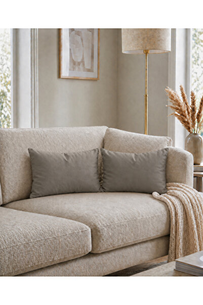 Econice Double-Sided Duck Linen, Khaki Waist Cushion Cover, 2 Pieces