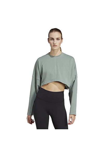 adidas Top scurt cu mânecă lungă pentru yoga, de damă, XS