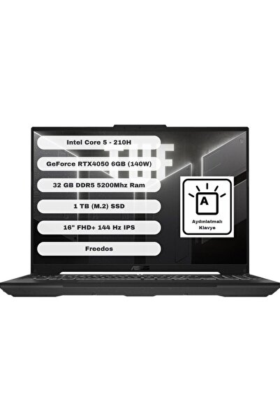 ASUS TUF Gaming GTI321 Intel Core 5 210H 32GB 1TB SSD RTX4050 Freedos 16" FHD...