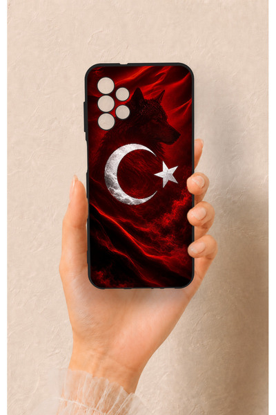 Vip Case حافظة سيليكون متوافقة مع هاتف سامسونج A13 بنمط علم تركي