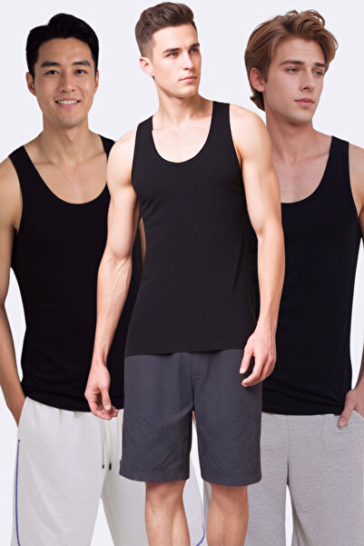 Loule Men's 3-Piece Cotton & Modal Daily Standard Size Undershirts - Soft & B...