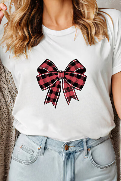 Sarah's Boutique Women's T-shirt – 100% cotton – Plaid Bow