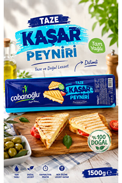 Çobanoğlu Tam Yağlı Dilimli Taze Kaşar Peyniri 1500g