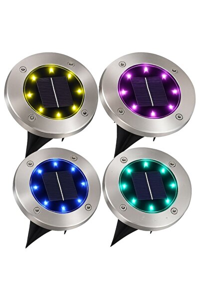 TnsAround Set de 4 lămpi solare, 8 LED-uri, lumină RGB, senzor de lumină, pen...