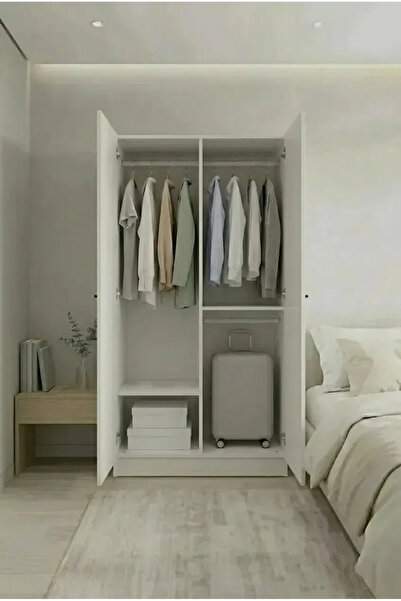wode studio 180 CM BOY 2 KAPAKLI BEYAZ GARDIROP 180-90-45 AYMANAS MODELİ