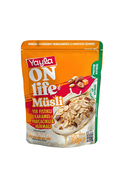 Yayla Onlife Yer Fıstıklı Karamel Parçacıklı ve Hurmalı Müsli 350 g