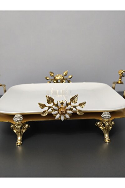 PARILTI HOME COLLECTİON Kare Porcelain Presentation Plate with Foot Detail & ...