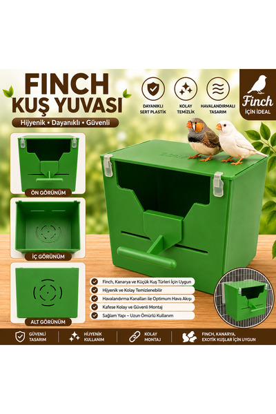 peturunsatis Finch Plastik Yuvalik 10 X 14 X 13 ( Yeşil V Agiz ) x 1