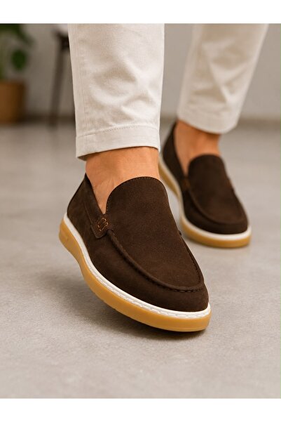 ROYSHOES Erkek kahve süet loafer