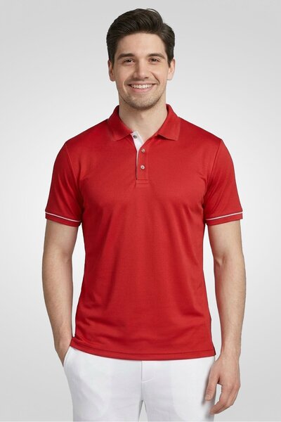 ping Men Sportswear Fit Short Sleeve Outdoor Polo Shirt, Red