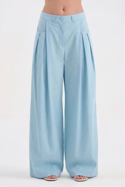 tw3 Women's Front Pleated Detailed Design Palazzo Trousers