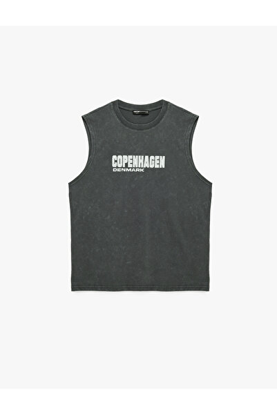 Koton Crew Neck Cotton Printed Sleeveless T-Shirt