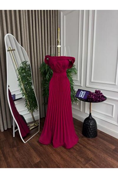 BASMA FASHION فستان برغندي ناعم / راقي
