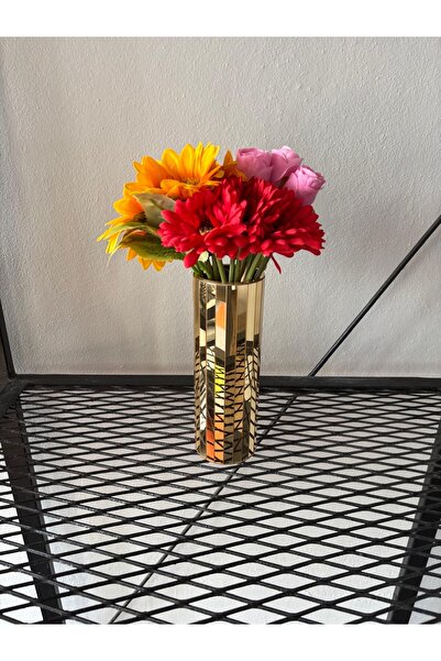 hangök home Gold Aynalı Vazo 19cm yükseklik 8 cm genişlik