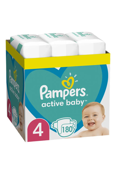 Pampers Scutece Active pentru Bebelusi XXL, Cutie, Mărimea 4, 9-14 kg, 180 bu...