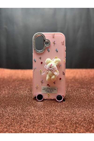 Misoli İphone 17 Uyumlu Taşlı Kamera Korumalı Pelüş Tavşanlı, Sevimli 3D Oyun...