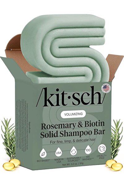 Kitsch Natural Volumizing Shampoo Bar with Rosemary and Biotin, Rosemary Sham...