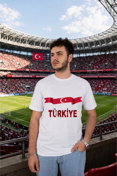 Krays Turkey National Team Fan T-Shirt Moon Star Printed Cotton Regular Fit D...