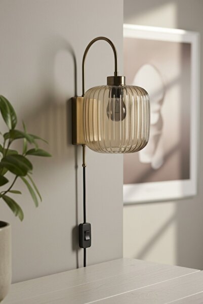 Bamyum Mopa Honey Color Glass Single Plug Sconce Retro Pendant Lamp Restauran...