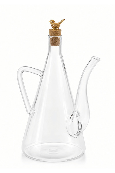 Jenisa Premium glass oil bottle with golden bird figure 500 ml decorative oli...