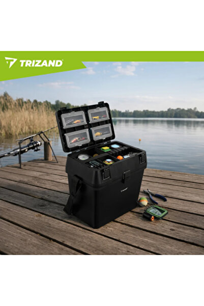 Trizand Cutie de pescuit 2-în-1, 38x34x21cm, Organizator și Scaun