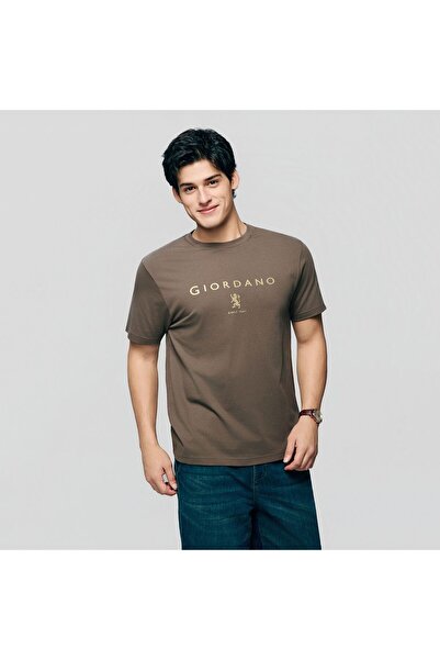 Giordano Men’s Slim Cotton Crew Neck Signature Print Tee