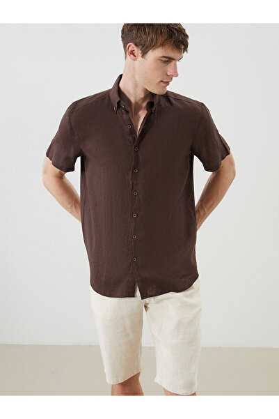 LC Waikiki Nevavm Regular Fit Short Sleeve 100% Linen Men's Shirt with Differ...
