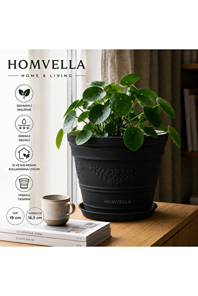 HOMVELLA Dekoratif Çiçek Saksısı -3 lt– Altlıklı Modern Plastik Saksı | İç & ...