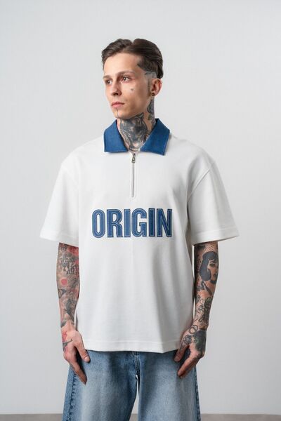 Respire Tricou polo Origin, croială regulară, Ecru