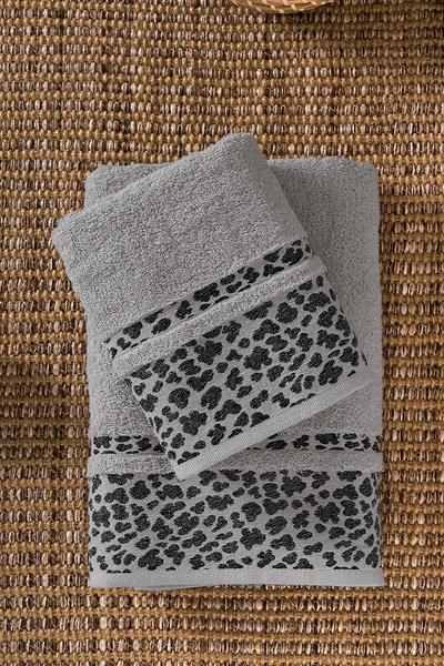 Zühre Home Set of 2 Leopard Patterned Cotton Towels |   70X140 Bath Towel - 5...