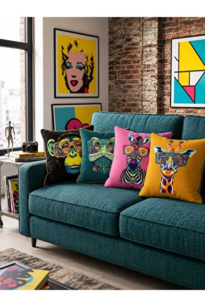 PİKKO HOME 4-Piece Crazy Friends Tubular Polyester Cloth Cover (Kr)
