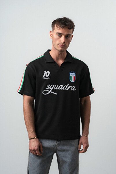 Respire Italia Tricou Retro Regular Fit Negru